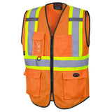 Pioneer 6958 Hi-Viz Orange Solid Tricoat Safety Vest with Zipper Closure