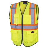 Pioneer 6958 Hi-Viz Orange Solid Tricoat Safety Vest with Zipper Closure
