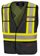 Pioneer 6927BK V1020770-O/S Hi-Viz Black Safety Tear-Away Vest