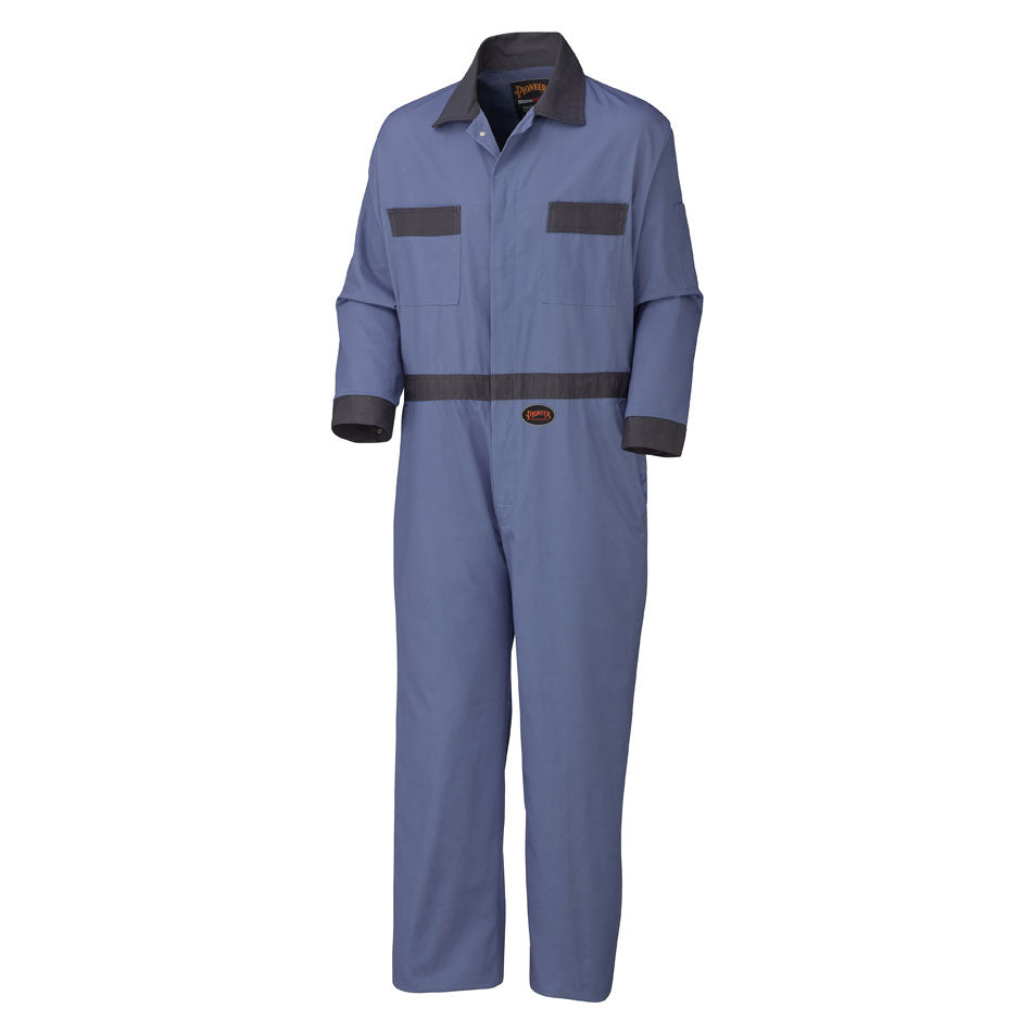 Coverall with Concealed Brass Buttons - 100% Cotton - Navy