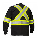 esafetyproducts HiViz Long Sleeve Crew Neck T-Shirt, Black, EA