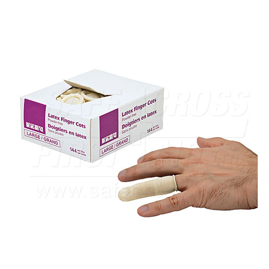 Finger Cots, Latex, Powder-Free, Medium, 144/Box
