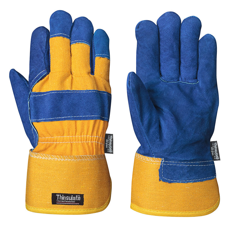 Insulated Fitter's Cowsplit Gloves - 1-Piece Palm - Thinsulate® Lined - Dz