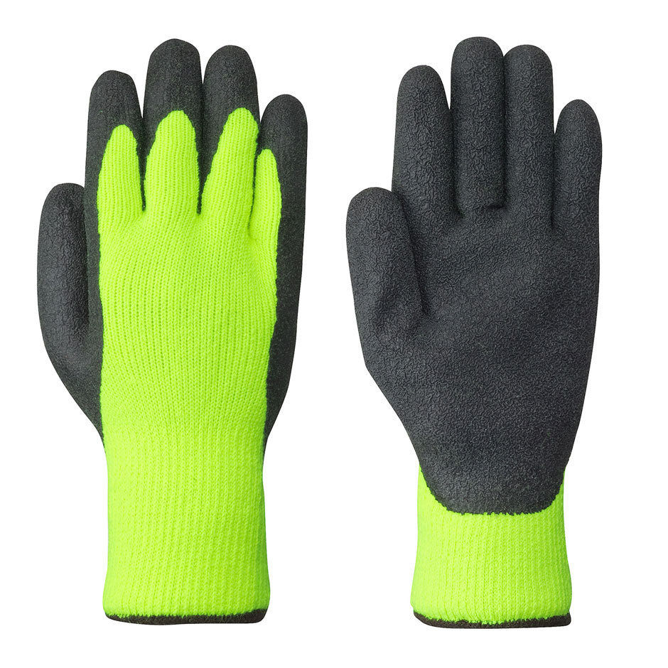 Seamless Knit Latex Gloves - Thermal Knit - Hi-Viz Yellow/Green - 6 Dozen