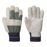 Insulated Fitter's Cowgrain Gloves - 1-Piece Palm - Fully Fleece Lined - 10 Dozen