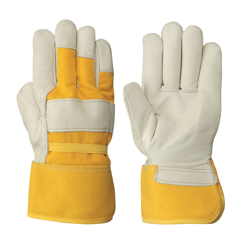 Insulated Fitter's Cowgrain Gloves - 1-Piece Palm - Fleece Lined - Dz
