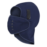 Fleece-Lined Hard Hat Liner - Long Neck - Detachable Mouthpiece - Elastic Back - Navy