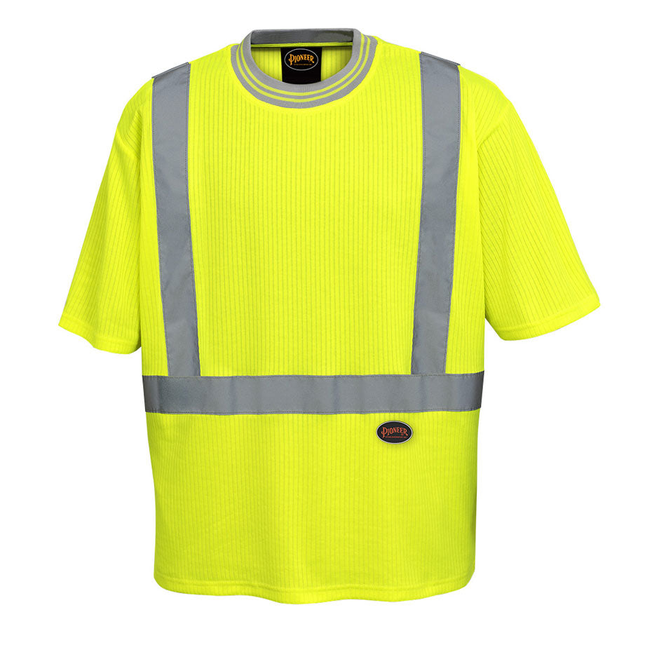 Pioneer 6907 Hi-Viz Drop Stitch Safety T-Shirt - Poly/Cotton - Hi-Viz Yellow/Green