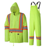 Pioneer 5599 Waterproof Lightweight Safety Rainsuit - Poly/PVC - Hangable Bag - Yellow/Green
