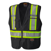 Pioneer 6937 Hi-Viz Tear-Away Mesh Back Zip Front Black Safety Vest
