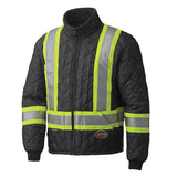 Pioneer 5017 Hi-Viz Quilted Freezer/Work Safety Jacket - Black