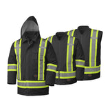 Pioneer 5025 Hi-Viz Black Waterproof 7-in-1 Safety Parka