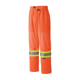 Pioneer 6001P Hi-Viz Traffic Safety Pants - Poly Knit - Mesh Leg Panels - Hi-Viz Orange