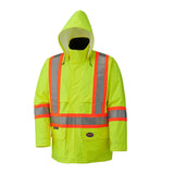 Pioneer 5596 Hi-Viz Waterproof Lightweight Mesh-Lined Safety Jacket with Detachable Hood - 150D PU Coated Poly - Hi-Viz Yellow/Green