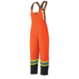 Pioneer 5404 Hi-Viz Waterproof Safety Bib Pants - 300D Ripstop PU Coated Poly - Fully Lined - Hi-Viz Orange