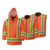 Pioneer 5020 Hi-Viz Orange Waterproof 7n1 Safety Parka