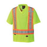 Pioneer 6989 Hi-Viz Safety V-Neck T-Shirt - Micro Mesh - Hi-Viz Yellow/Green