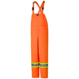 Pioneer 5595 Hi-Viz Waterproof Lightweight Mesh-Lined Safety Bib Pants - 150D PU Coated Poly - Hi-Viz Orange