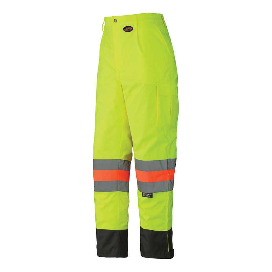 Pioneer 6039 Hi-Viz Waterproof Traffic Safety Pants - Tricot Poly - MTQ Approved - Hi-Viz Yellow/Green
