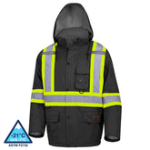 Pioneer 5031BK Hi Vis Black Winter Quilted Safety Parka