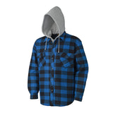 Quilted Hooded Polar Fleece Work Shirt - Royal Black - Grey - Plaid