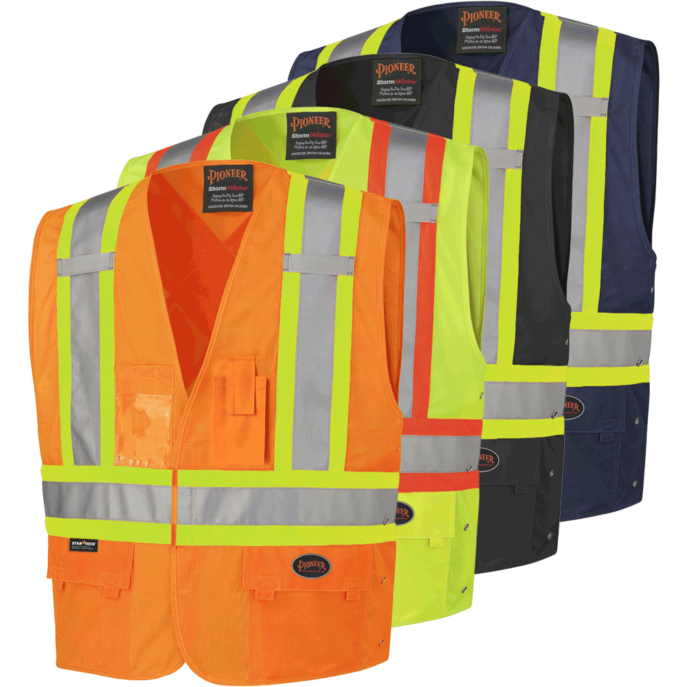 Pioneer 134N Hi-Viz Navy Safety Vest - Adjustable Sides