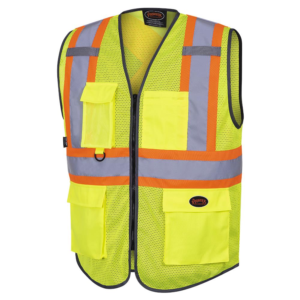 Pioneer 6960 Hi-Viz Orange Mesh Poly Safety Vest with Zipper Closure