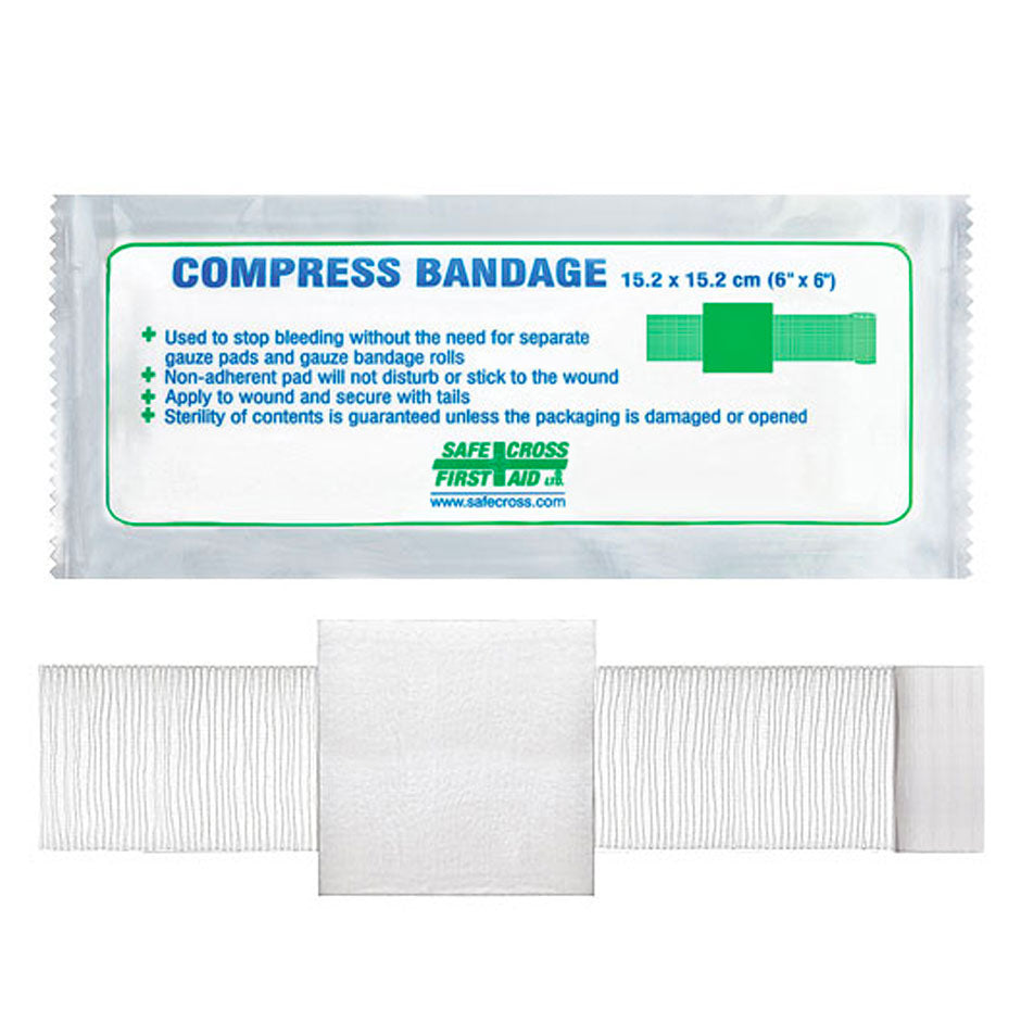 Compress Bandage, Sterile, 15.2 cm x 15.2 cm (6" x 6"), EA