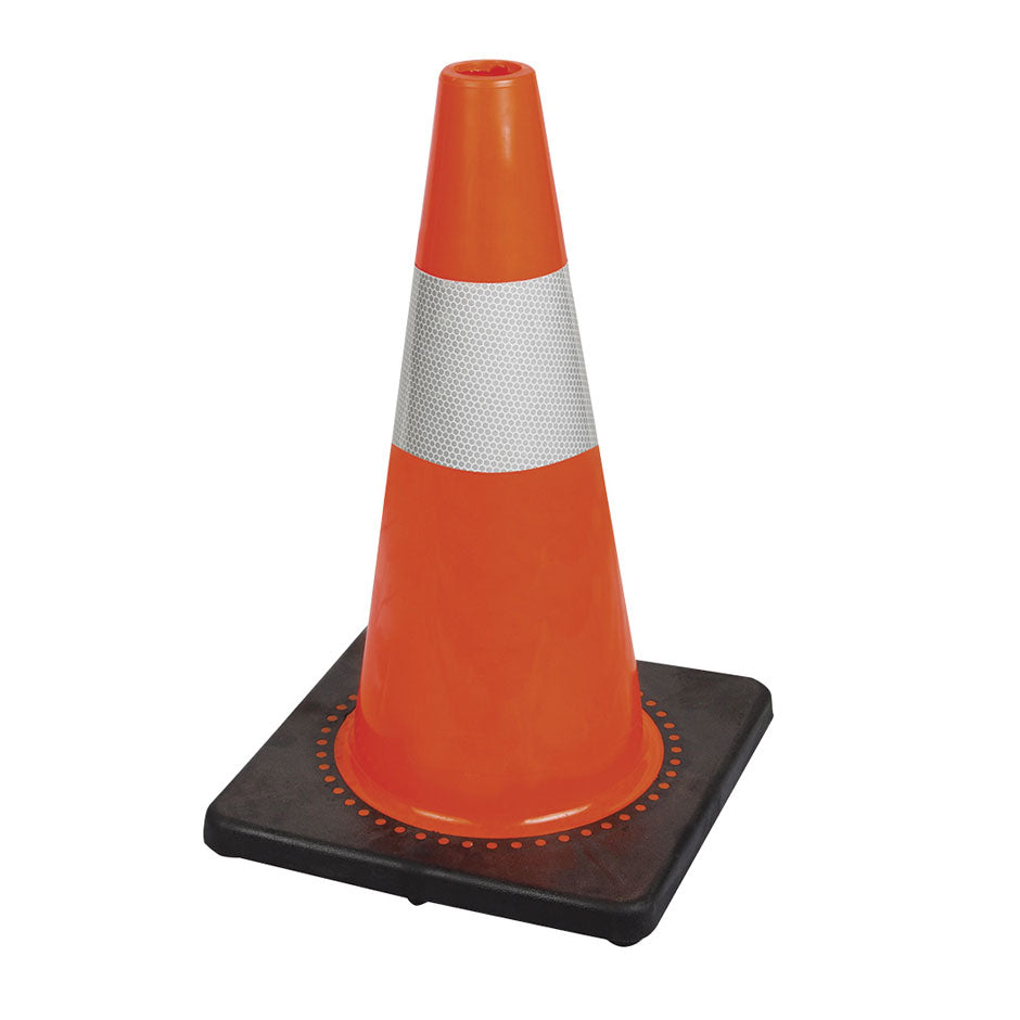 Premium 18" PVC Flexible Traffic Cone - 1 Band - Base Included - Orange