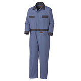Coverall with Concealed Brass Buttons - 100% Cotton - Tall - Navy