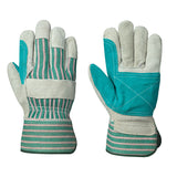 Fitter's Cowsplit Gloves - Double Palm - Green Stripe Back - 6 Dozen