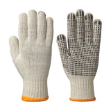 Knitted Cotton/Poly Gloves - Dots on Palm - Natural Color - 24 Dozen