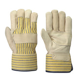 Fitter's Cowgrain Gloves - Patch Palm - Yellow Stripe Back - Dz