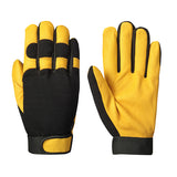 Mechanic's Style Ergonomic Gloves - 1-Piece Palm - Black Spandex Back - 6 Dozen