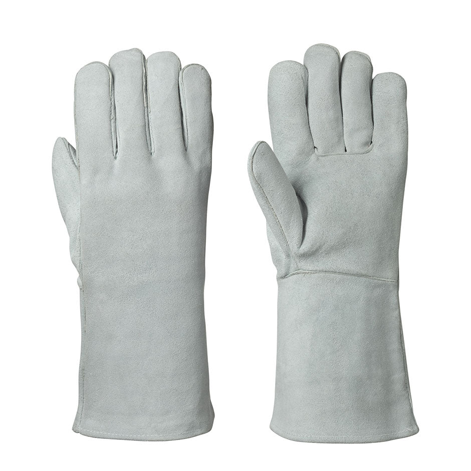 FR Welder's Cowsplit Gloves - Fleece-Lined - Grey - Dz
