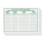 First-Aid Kit Inspection Report Cards, 25/Pack, Pack