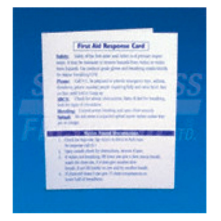 First-Aid Response/Instruction Cards, Bilingual, EA – esafetyproducts.com