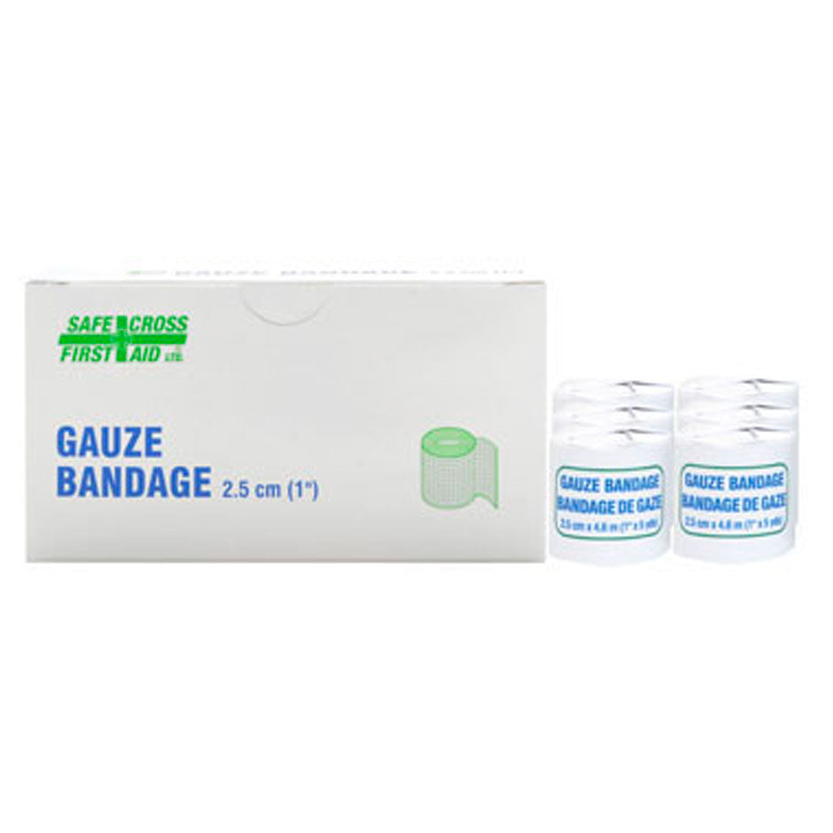 Gauze Bandage Rolls, 1" x 5 yds, 6/Box, Box