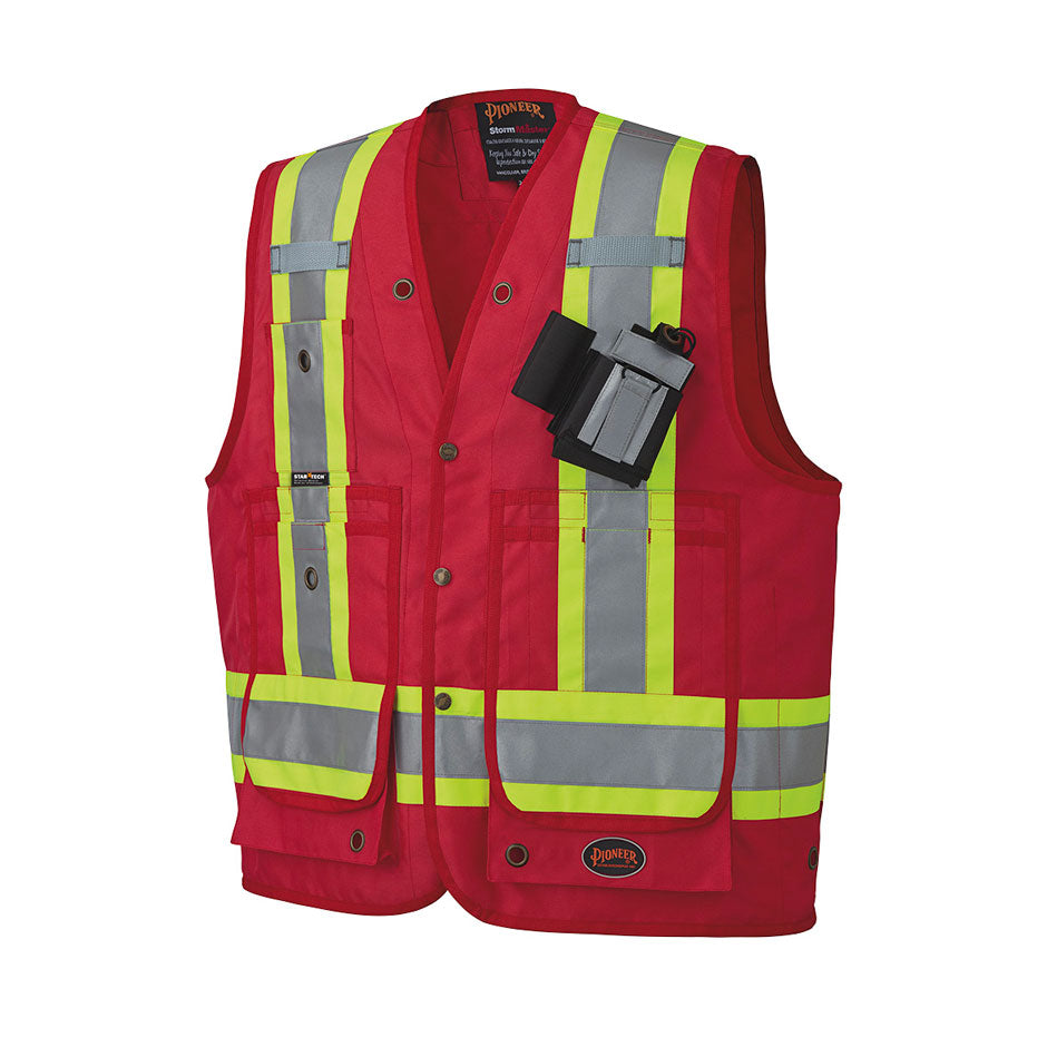 Pioneer 693 Surveyor’s/Supervisor’s Safety Vest - 600D PU Coated Oxford Poly - Red