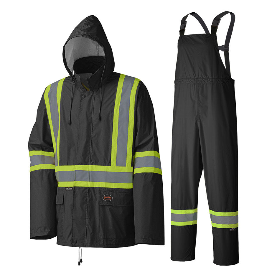 Pioneer 5599BK Waterproof Lightweight Safety Rainsuit Black