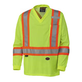 Pioneer 6985 V-Neck Hi-Viz Safety Long-Sleeved Shirt - Micro Mesh - Hi-Viz Yellow/Green