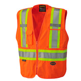 Pioneer 6935 Hi-Viz Orange Tear-Away Mesh Back Zip Front Safety Vest