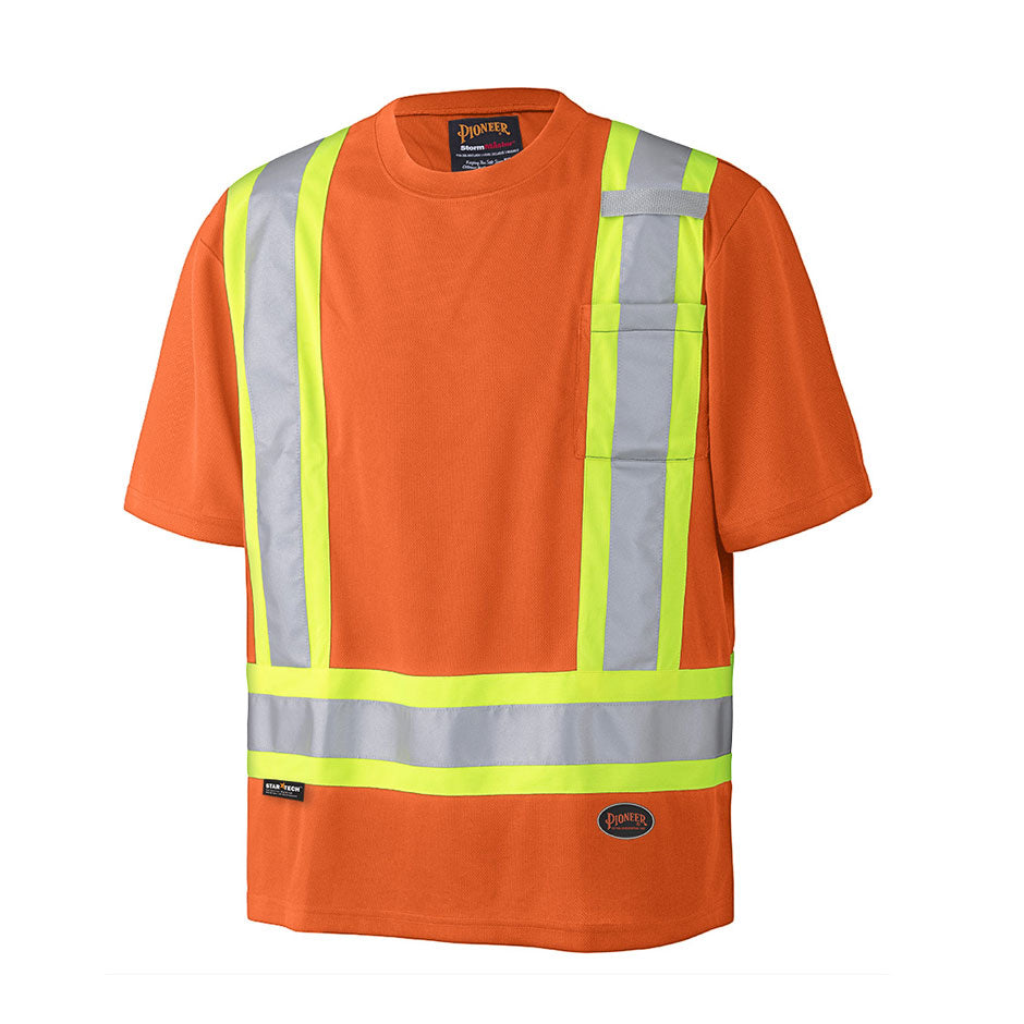 Pioneer 6990 Hi-Viz Safety Crew Neck T-Shirt - Birdseye Poly - Hi-Viz Orange