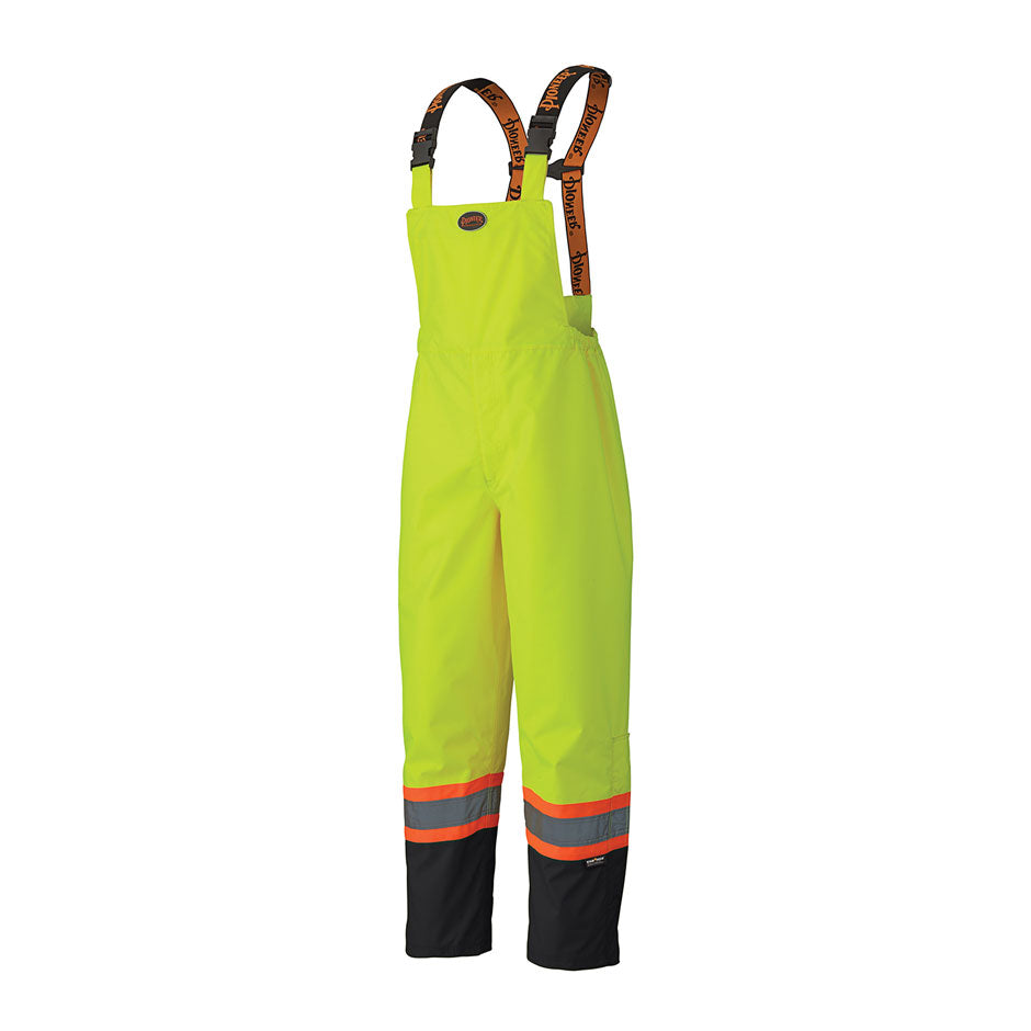 Pioneer 5405 Hi-Viz Waterproof Safety Bib Pants - 300D Ripstop PU Coated Poly - Fully Lined - Hi-Viz Yellow/Green