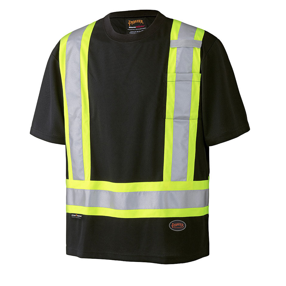 Pioneer 6992 Safety Crew Neck T-Shirt - Birdseye Poly - Black