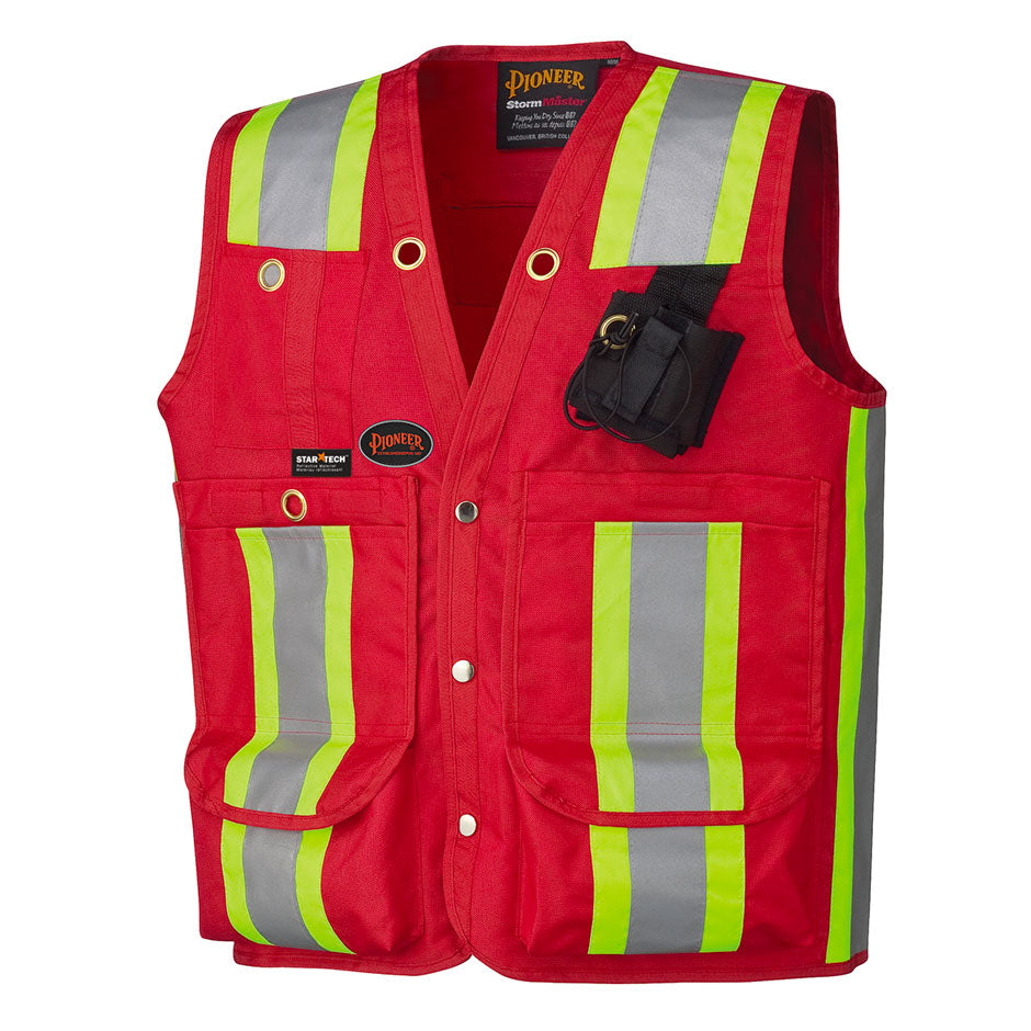 Pioneer 695 Surveyor’s/Supervisor’s Safety Vest - 600D Oxford Poly - Red