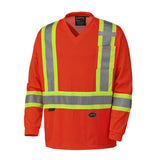Pioneer 6984 V-Neck Hi-Viz Safety Long-Sleeved Shirt - Micro Mesh - Hi-Viz Orange