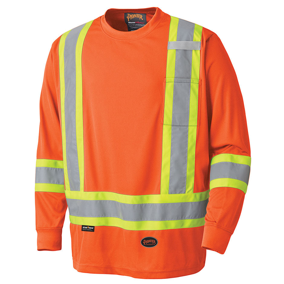 pioneer 6995 Hi-Viz Safety Long-Sleeved Shirt - Birdseye Poly - Hi-Viz Orange