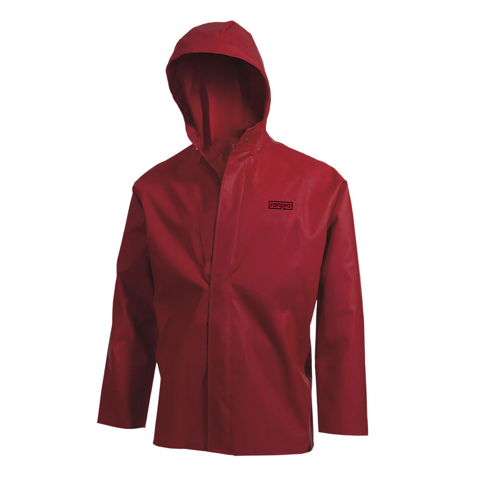 Clipper® Waterproof Hooded Jacket - PVC Coated Woven Poly - Red