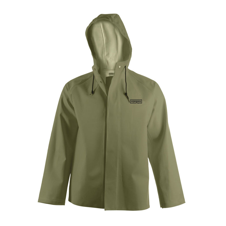 Snapper® Waterproof Hooded Jacket - PVC Coated Poly/Cotton - Moss Green